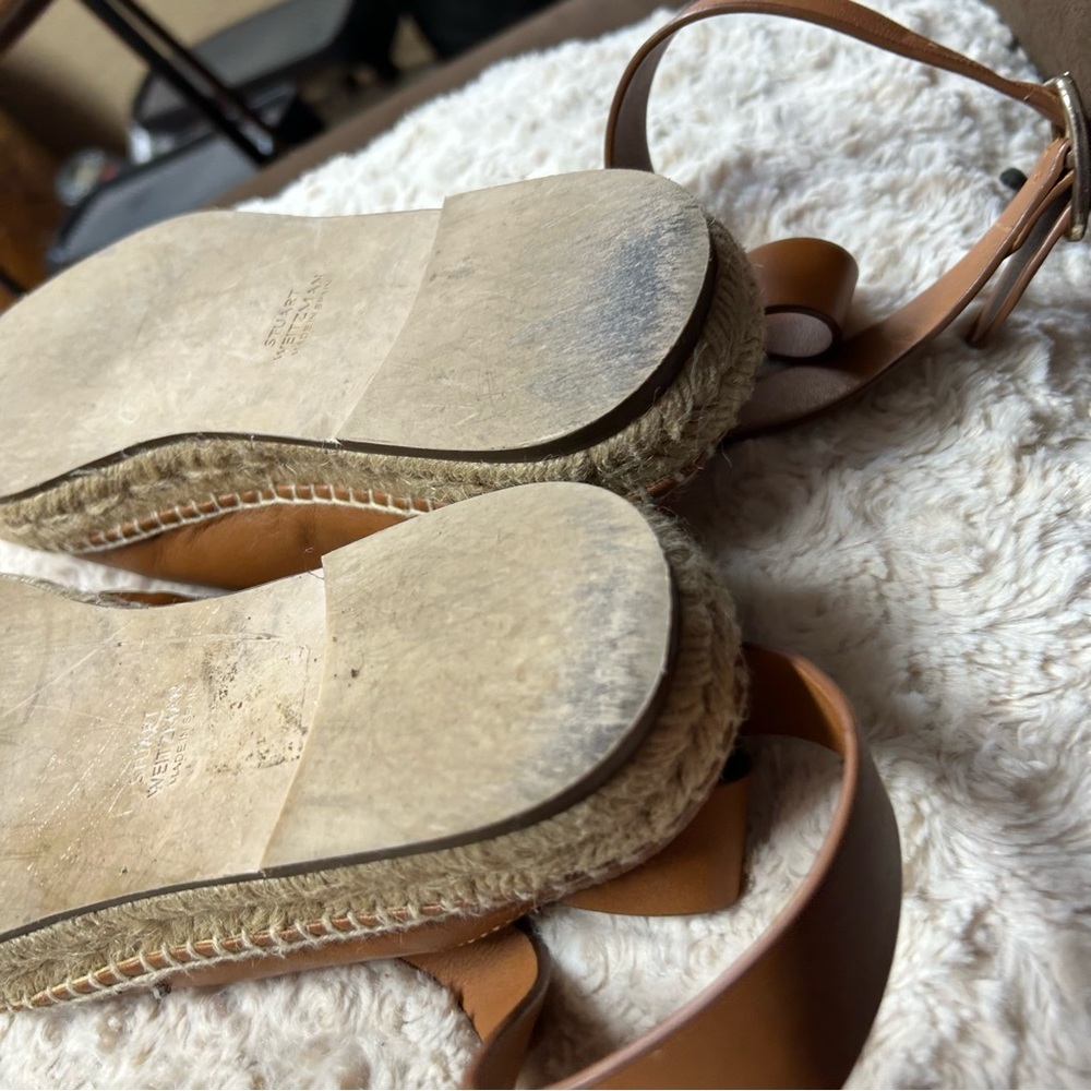 Stuart Weitzman camel round toe around the ankle espadrilles size 7.5 M - Picture 7 of 11